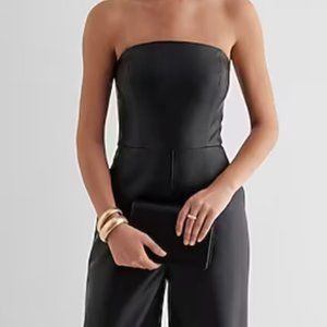 Express Faux Leather Wide Leg Jumpsuit